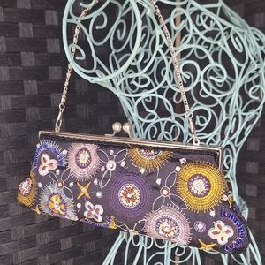 Beaded Purse Vintage Mini Bag Sequins Embroidery Colorful Modern Shape Boho